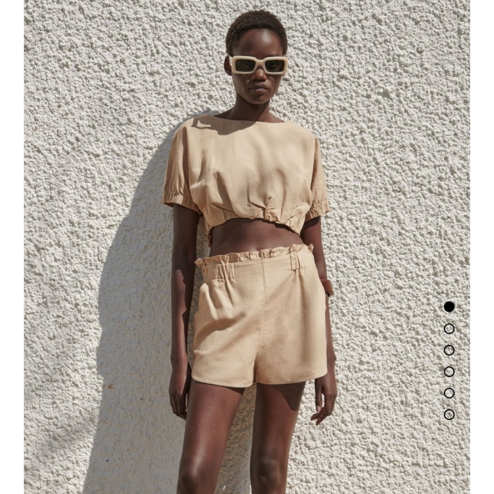 Linen crop top and matching shorts